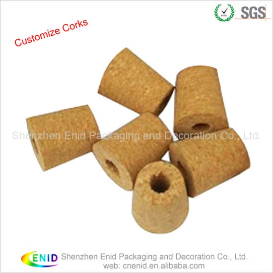 tapered agglomerate cork stopper with hole